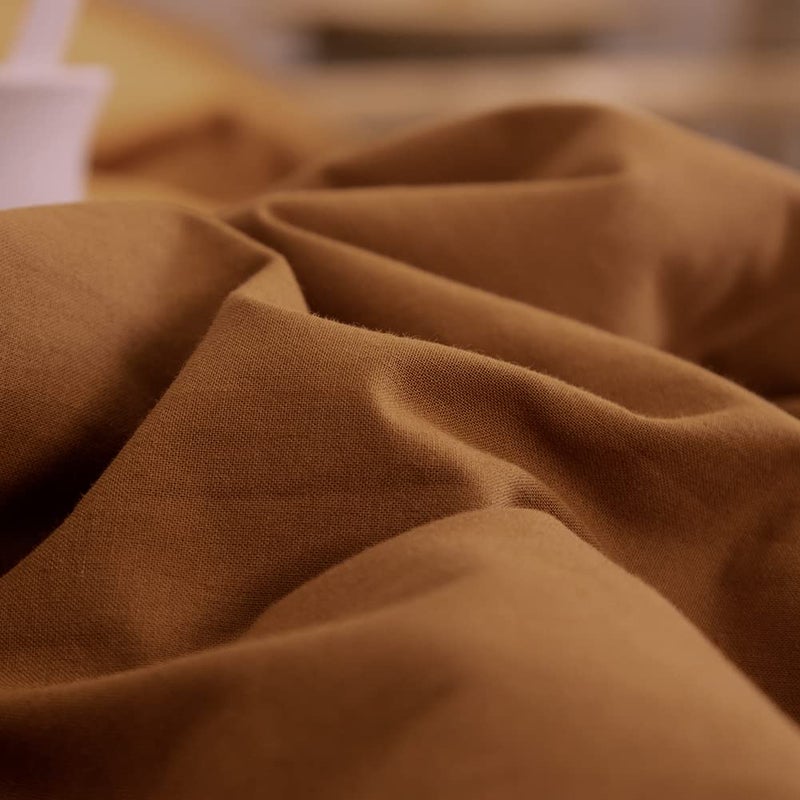 DONEUS 100% Washed Cotton Duvet Cover Set Super Soft Breathable Comfy Natural Linen Like Textured Bedding Set 3 Pieces with Zipper Closure (Burnt Orange, Twin) - Image 5